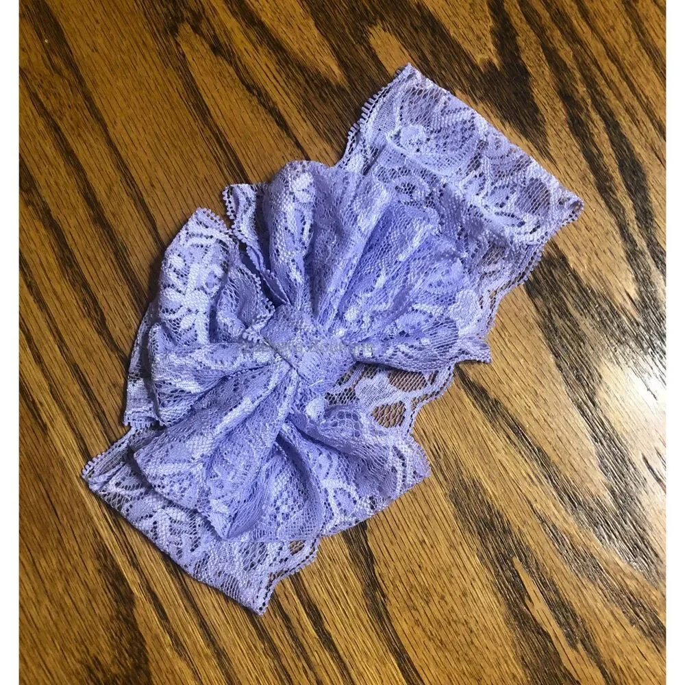 Lavendar Lace Big Bow Headband   (I) PRPLMES   Handmade